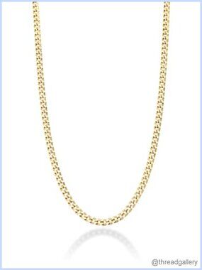 Italian 925 Sterling Silver 18K Gold Plated Curb Cuban Chain Necklace